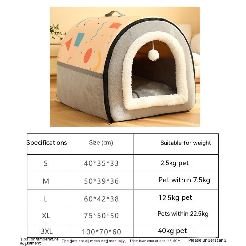 Large Dog House - Waterproof Dog Bed With Removable Cushion & Breathable Shelter