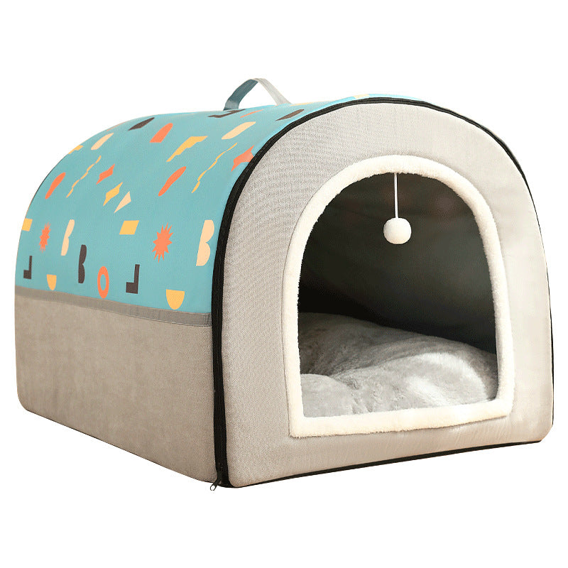Large Dog House - Waterproof Dog Bed With Removable Cushion & Breathable Shelter