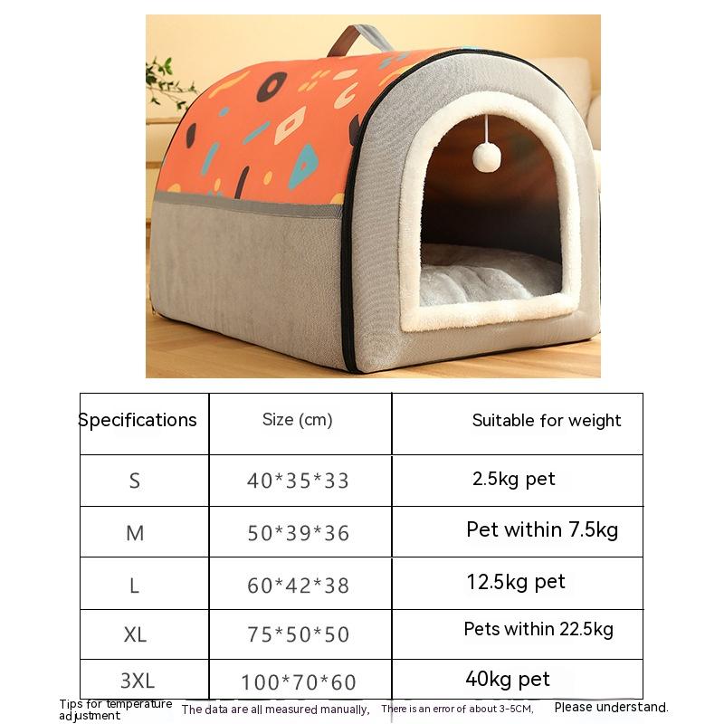Large Dog House - Waterproof Dog Bed With Removable Cushion & Breathable Shelter