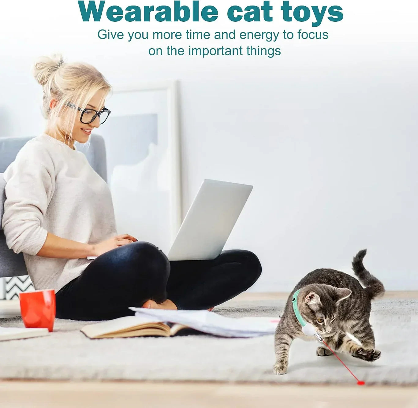 Automatic Cat Toy – USB Rechargeable LED Cat Light Collar with Adjustable Soft Light