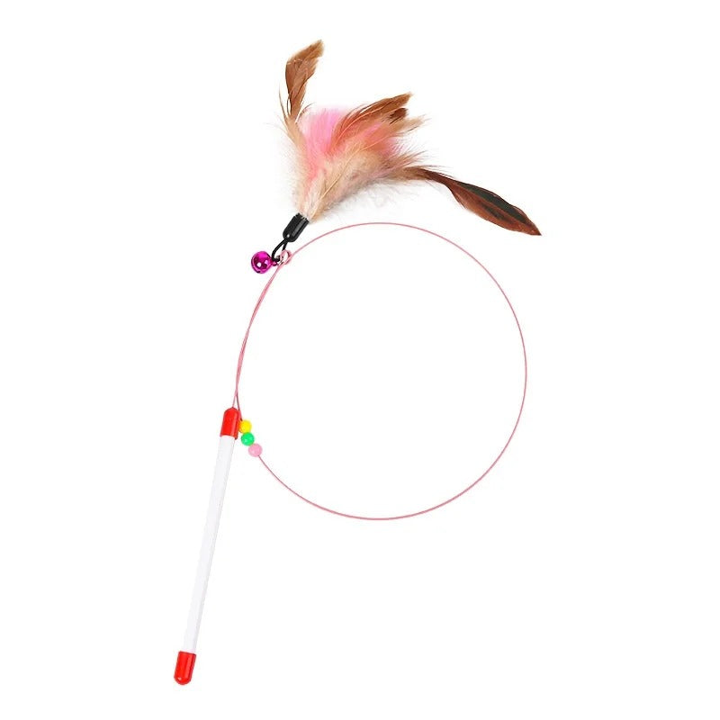 New cat funny cat stick steel wire long pole feather cute cat toy kitten fishing rotating