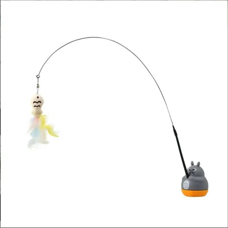 New cat funny cat stick steel wire long pole feather cute cat toy kitten fishing rotating