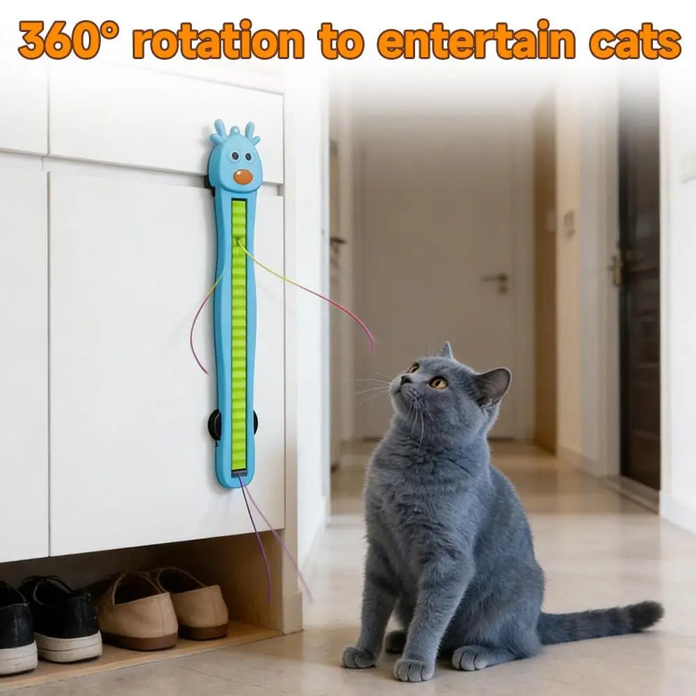 Wall Mounted Auto Motion Flying Rope Cat Toy Quiet String Interactive Adjustable Modes Electric Teasing Kitten Toy for Boredom