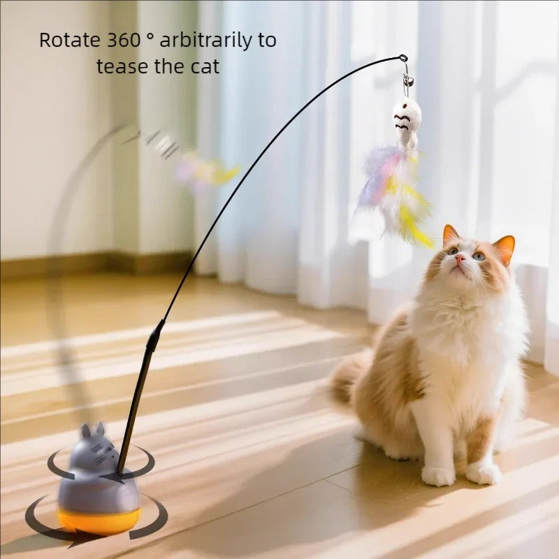 New cat funny cat stick steel wire long pole feather cute cat toy kitten fishing rotating