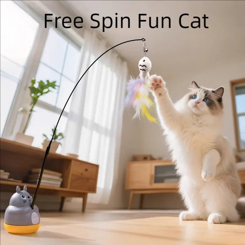 New cat funny cat stick steel wire long pole feather cute cat toy kitten fishing rotating
