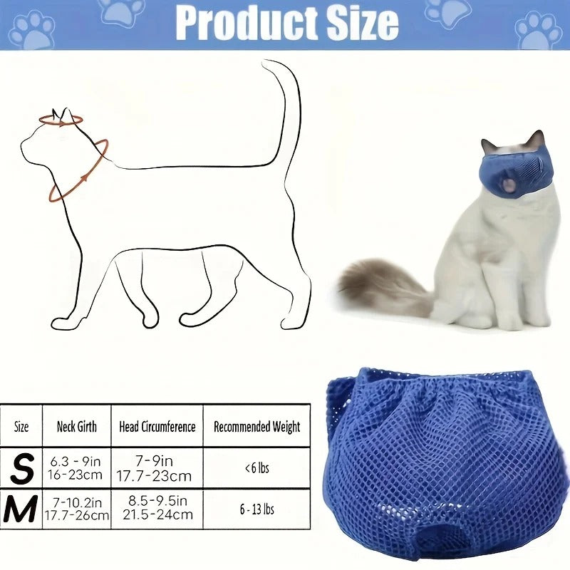 Comfortable Cat Muzzle Breathable Mesh, Perfect Grooming Accessory, Safety Protective Mesh Cover, Kitten Protector
