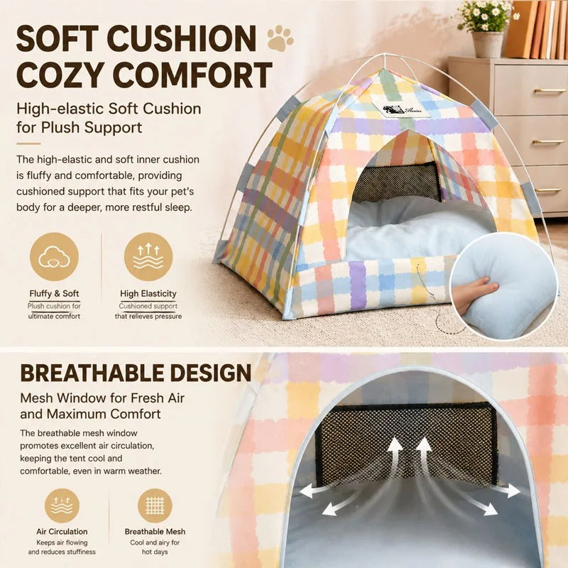 Pet Tent Bed Removable Cat Sofa Basket Canvas Semi-enclosed Cat House