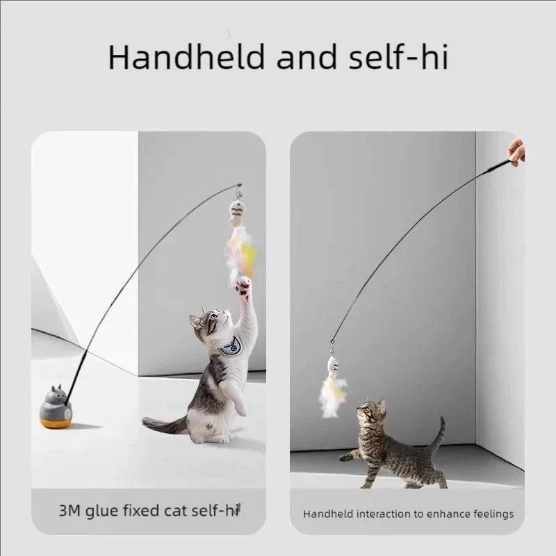 New cat funny cat stick steel wire long pole feather cute cat toy kitten fishing rotating