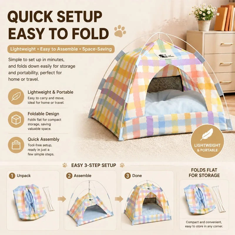 Pet Tent Bed Removable Cat Sofa Basket Canvas Semi-enclosed Cat House