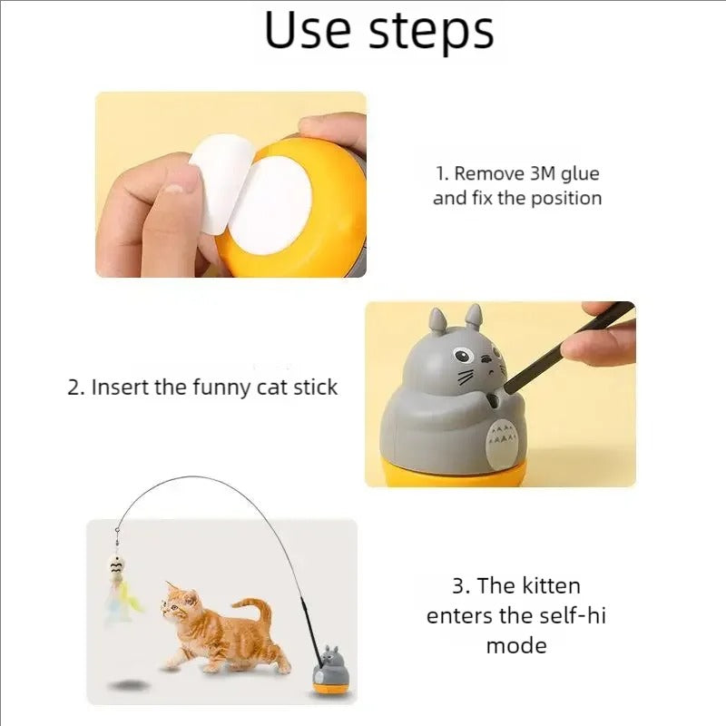 New cat funny cat stick steel wire long pole feather cute cat toy kitten fishing rotating