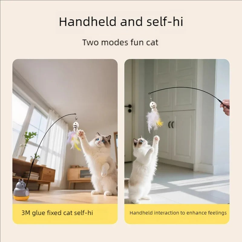 New cat funny cat stick steel wire long pole feather cute cat toy kitten fishing rotating