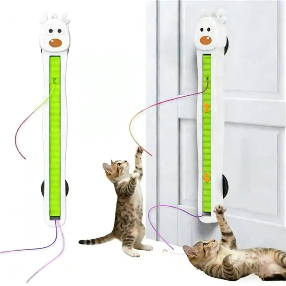 Wall Mounted Auto Motion Flying Rope Cat Toy Quiet String Interactive Adjustable Modes Electric Teasing Kitten Toy for Boredom