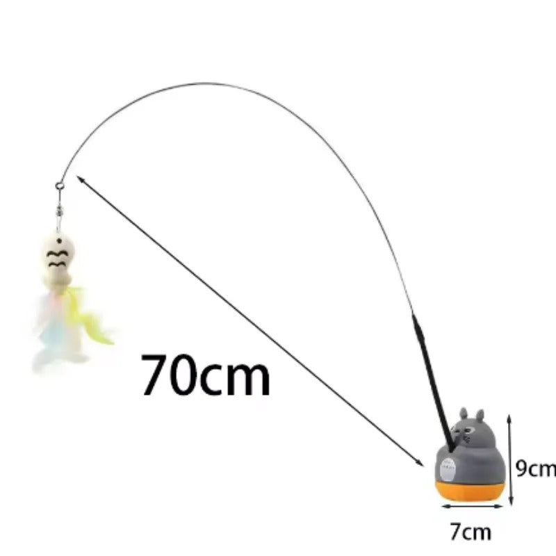 New cat funny cat stick steel wire long pole feather cute cat toy kitten fishing rotating