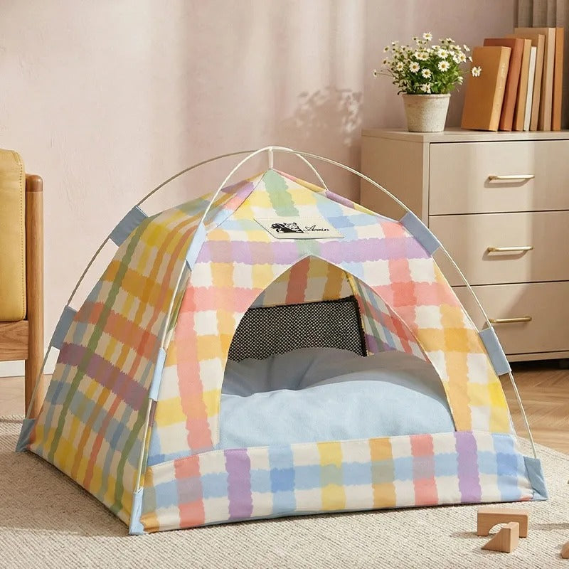 Pet Tent Bed Removable Cat Sofa Basket Canvas Semi-enclosed Cat House