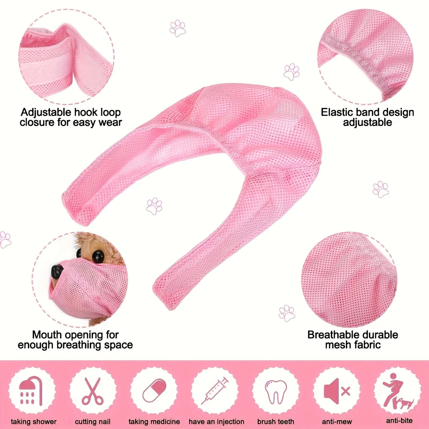 Comfortable Cat Muzzle Breathable Mesh, Perfect Grooming Accessory, Safety Protective Mesh Cover, Kitten Protector