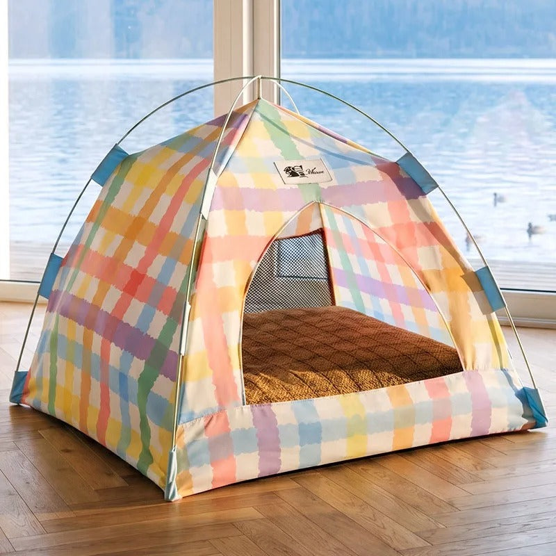 Pet Tent Bed Removable Cat Sofa Basket Canvas Semi-enclosed Cat House