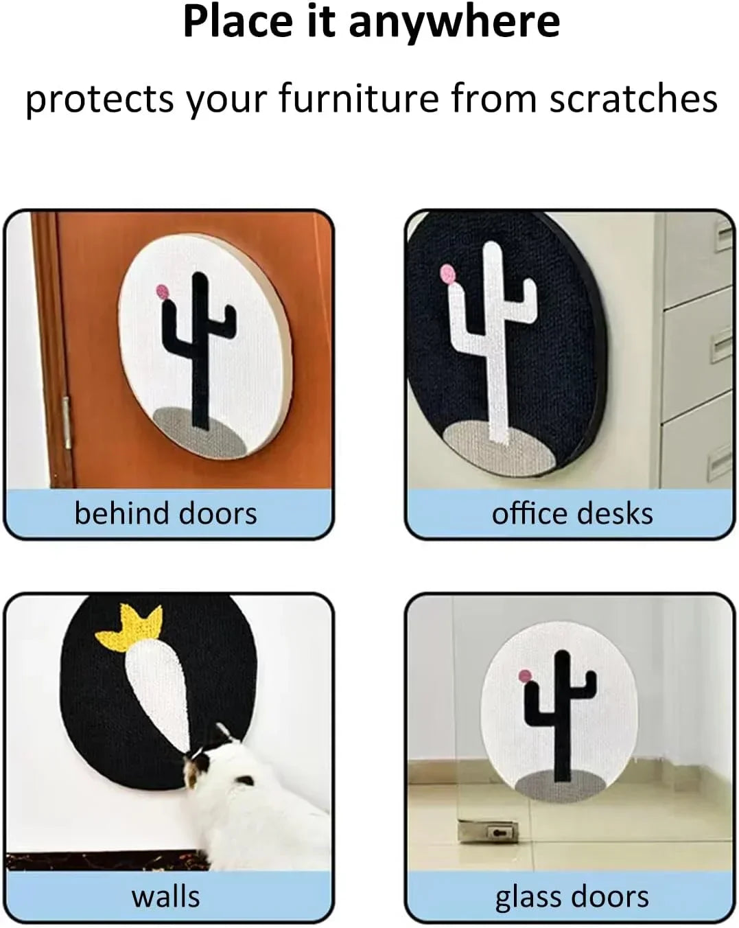 Wall Mounted Cat Scratcher – Cactus Design Indoor Scratch Post With Nano Adhesive