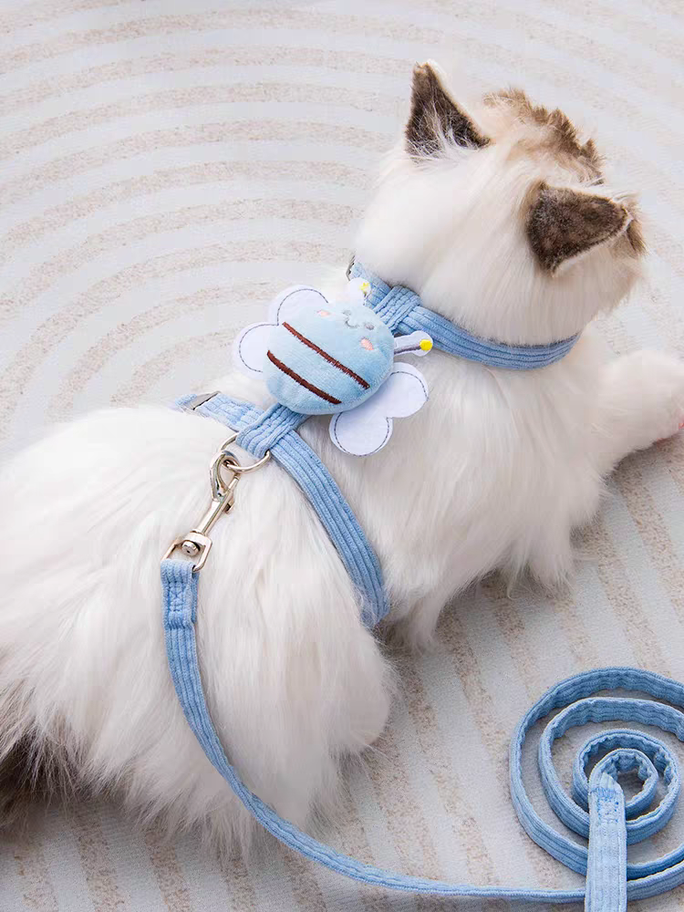 Cat Harness Rope - Bee Shape Adjustable Soft Padded Harness for Cats