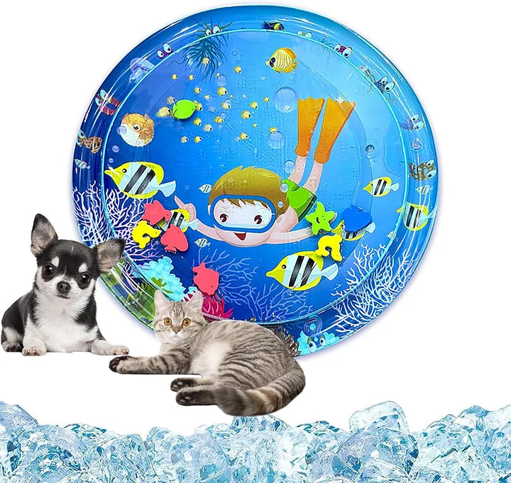 Pet Inflatable Water Mat | Scratch Resistant Cooling Pad & Interactive Toy
