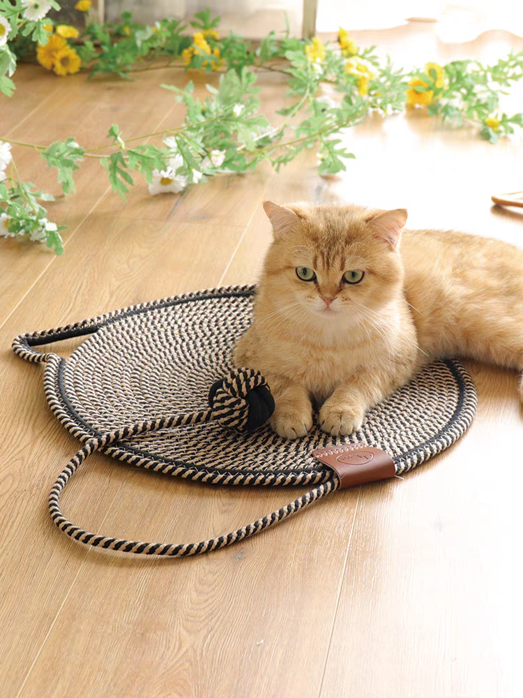 Cat Scratching Mat With Ball Toy – Durable Natural Sisal Pet Scratcher Pad