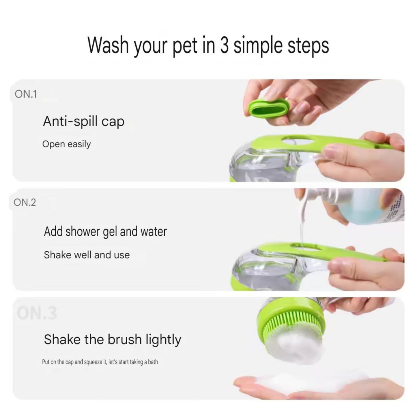Pet Bath Brush - Long Handle Waterproof Grooming Tool with Comfortable Grip
