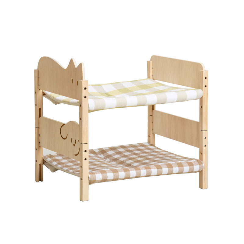 Cat Bed - Elevated Wooden Pet Bed With Removable Cover & Cozy Hammock
