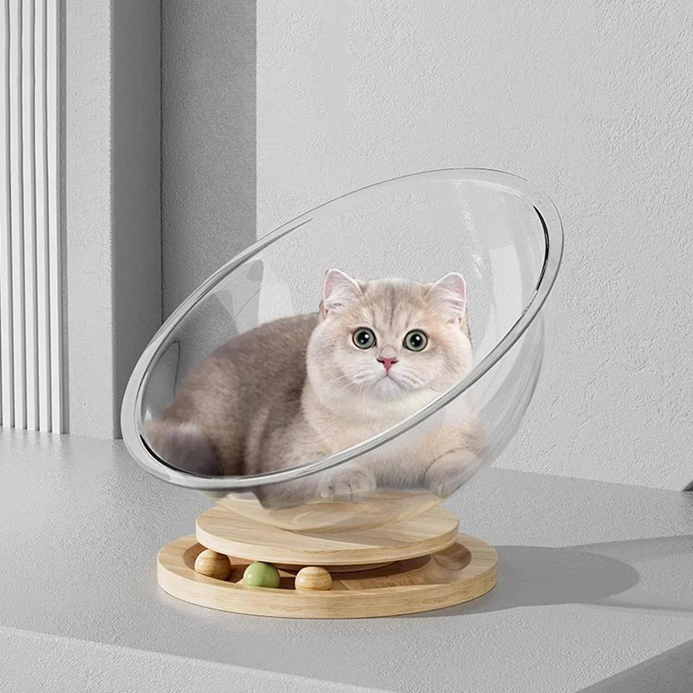 Space Capsule Cat Bed - Transparent Acrylic Cat House & Stylish Pet Shelter