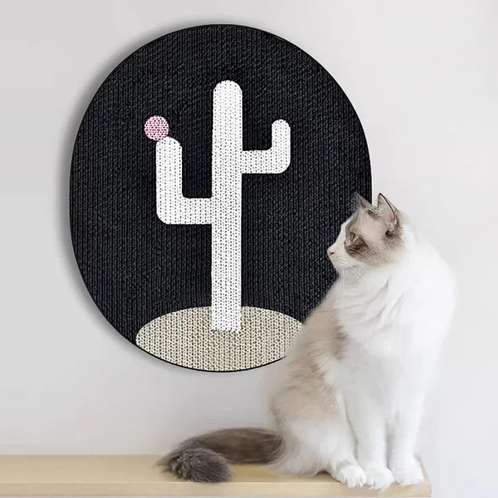 Wall Mounted Cat Scratcher – Cactus Design Indoor Scratch Post With Nano Adhesive