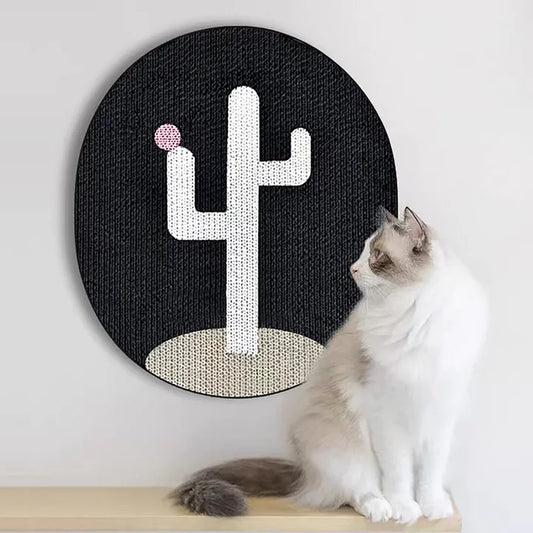 Wall Mounted Cat Scratcher – Cactus Design Indoor Scratch Post With Nano Adhesive