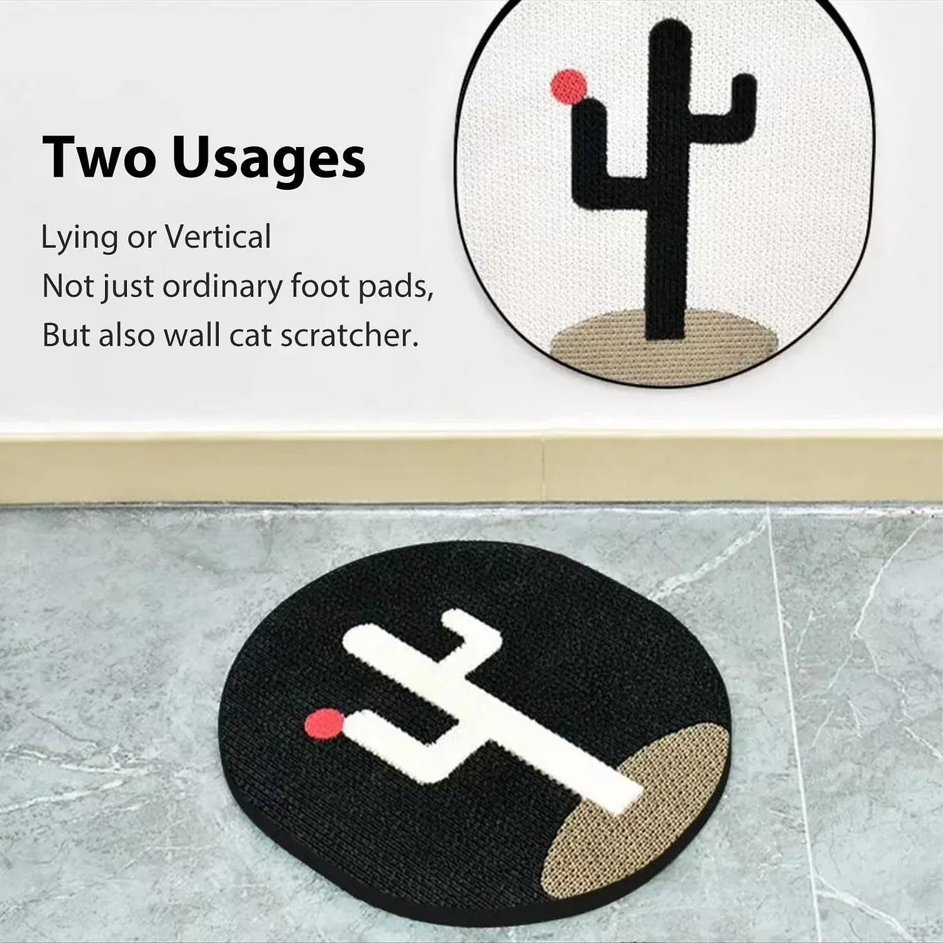 Wall Mounted Cat Scratcher – Cactus Design Indoor Scratch Post With Nano Adhesive