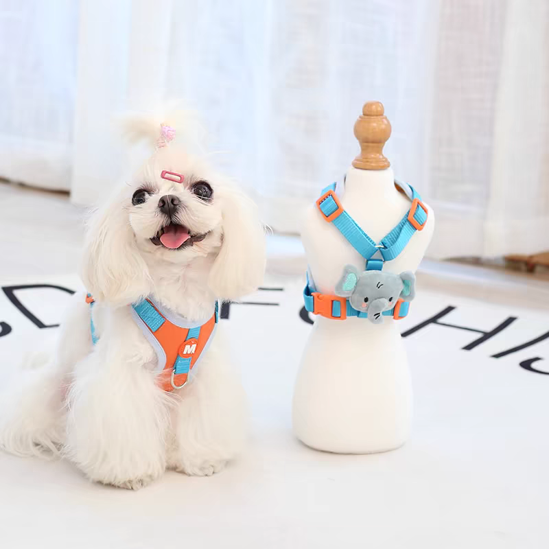 Cartoon Duck Dog Harness – Adjustable Breathable Mesh Vest With Leash Set