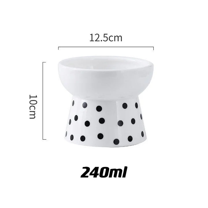 Ceramic Cat Bowl – Elevated Cat Feeder with Whisker Fatigue Relief & Spill Resistant Design