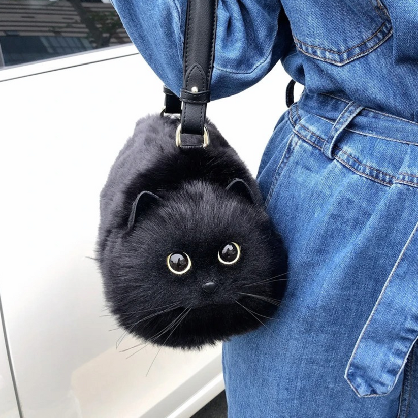 Kitten Handbag – Convertible Crossbody Cat Lover Accessory With Soft Faux Fur