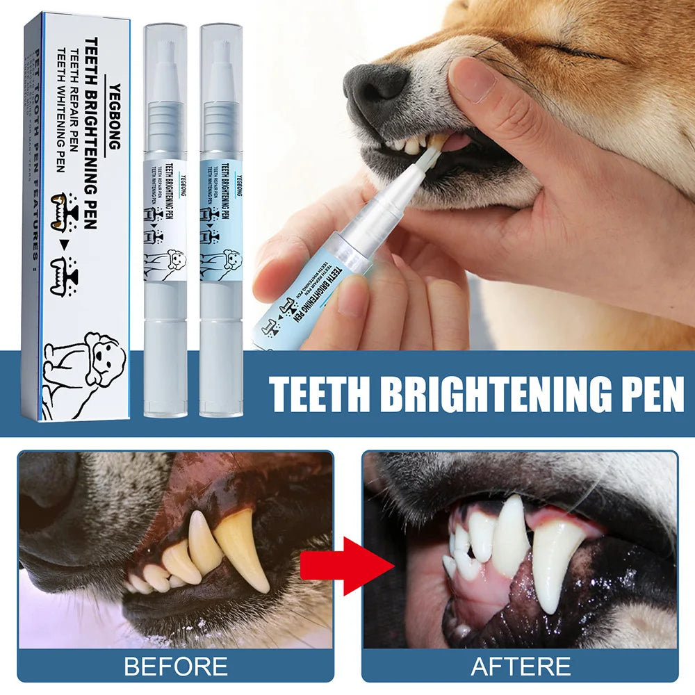 Pet Teeth Cleaning Pen - Dog Teeth Whitening & Tartar Removal Kit With Soft Brush