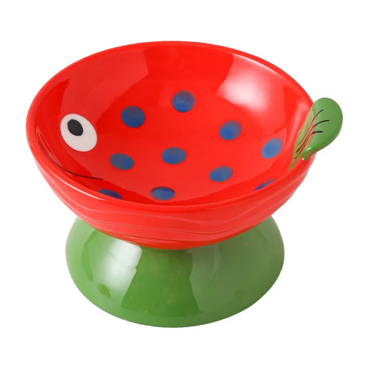 Ceramic Cat Bowl - Elevated Cat Bowl with Anti Spill Design & Non Slip Pet Feeder