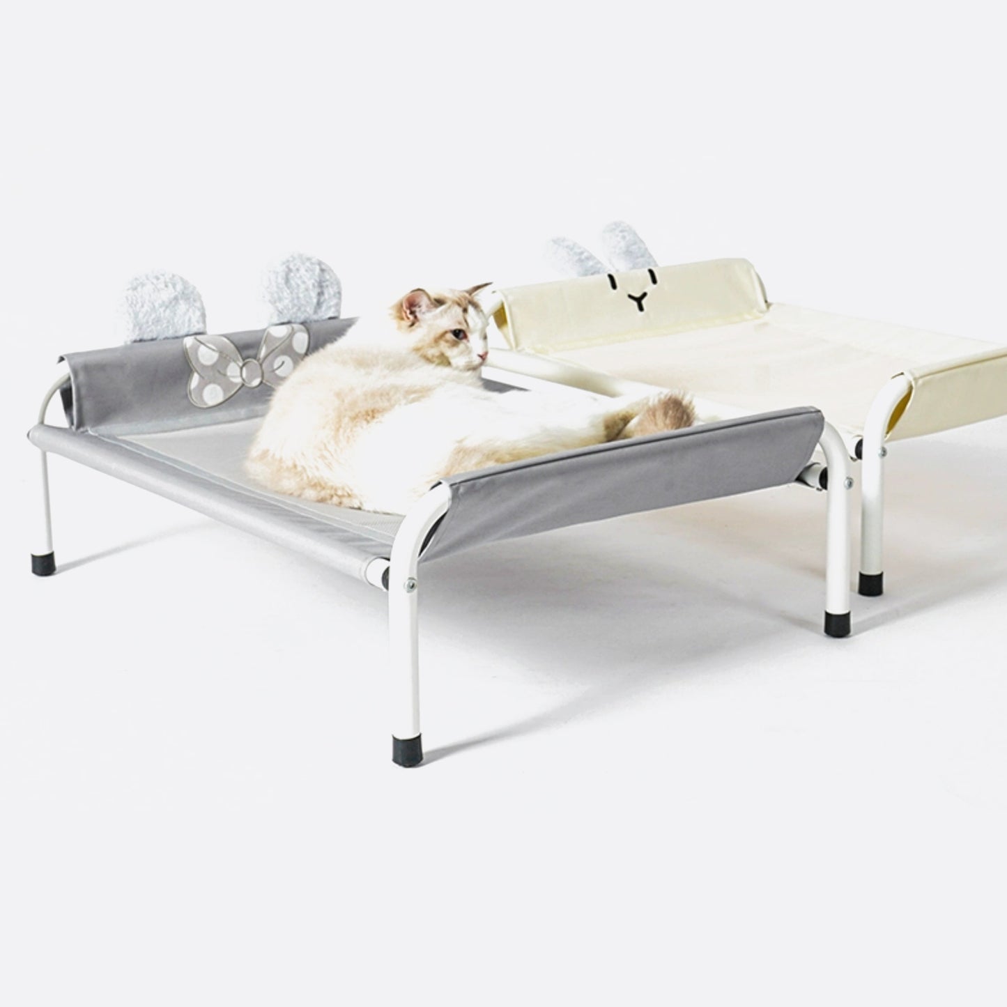 Pet Camp Bed - Breathable Raised Dog Bed With Durable Metal Frame & Rabbit Ears