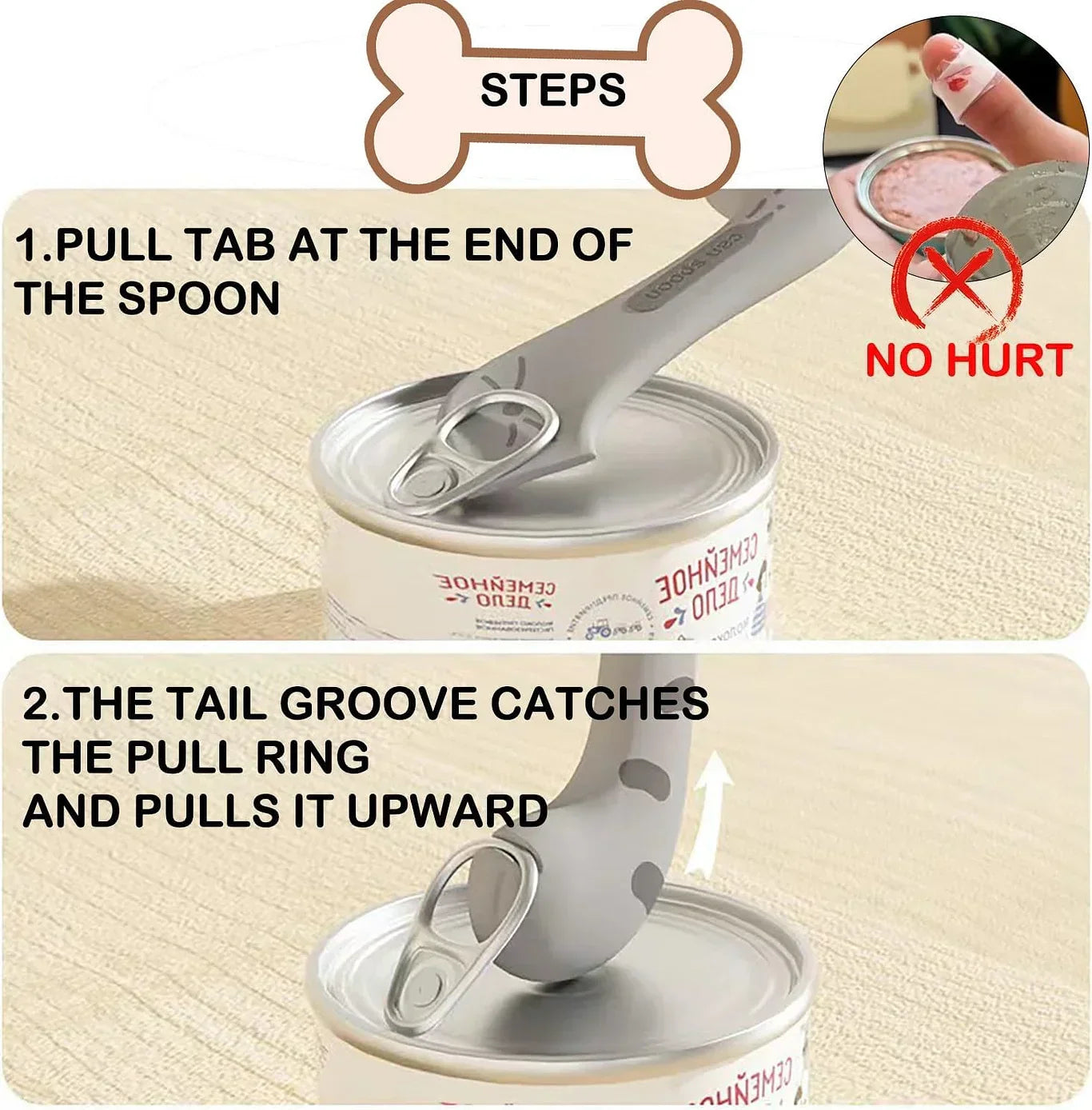 Pet Food Can Opener - Easy Open Can Lid & Wet Food Feeding Spoon for Cats