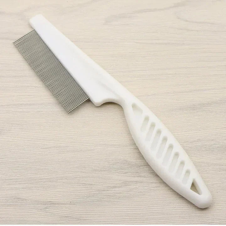 Pet Flea Comb – Stainless Steel Dematting Pet Tool With Ergonomic Rubber Handle
