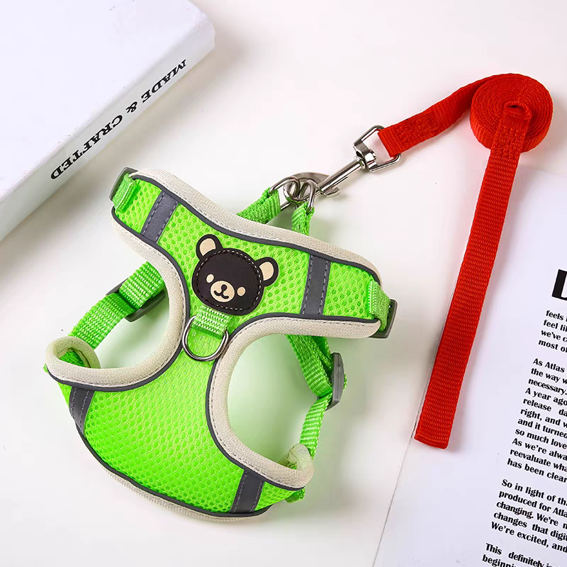 Adjustable Dog Harness – Soft Reflective Vest Style Harness with Leash for Secure Fit
