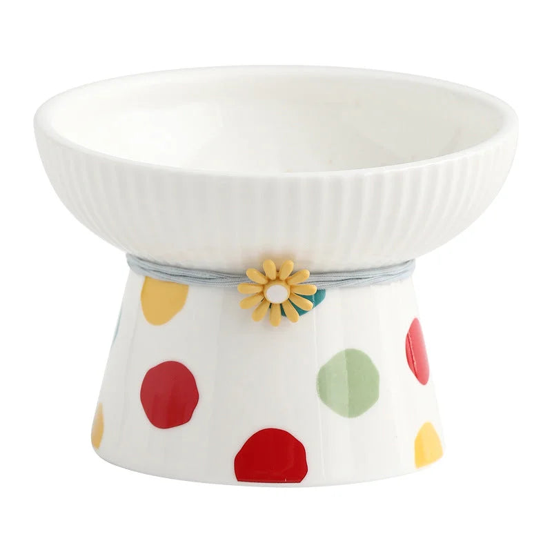 Ceramic Cat Bowl - Elevated Pet Feeding Dish | Whisker Fatigue Relief & Spill Resistant