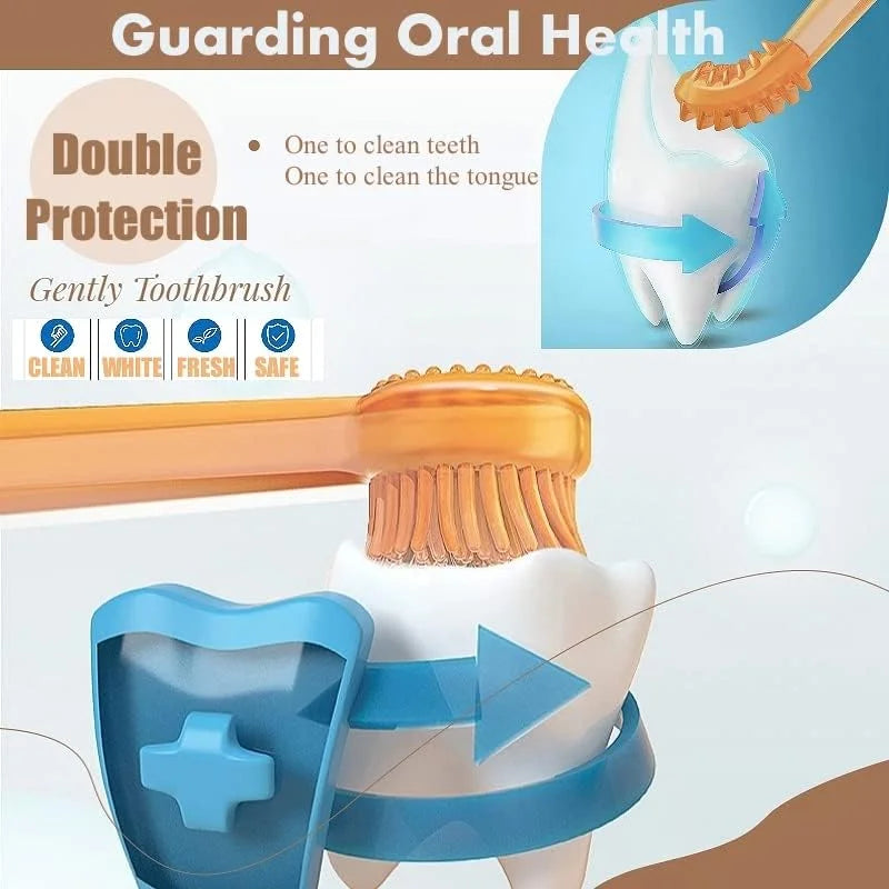 Pet Toothbrush Silicone Bristle Brush - Cat Dog Brush Set with Storage Cup