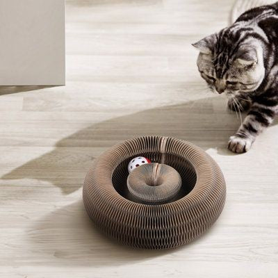 Cat Scratching Board - Durable Corrugated Cat Scratcher Pad With Catnip Toy
