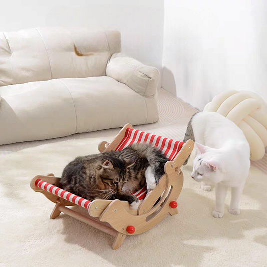 Cat Recliner Chair - Solid Wood Adjustable Cat Bed for Feline Relaxation