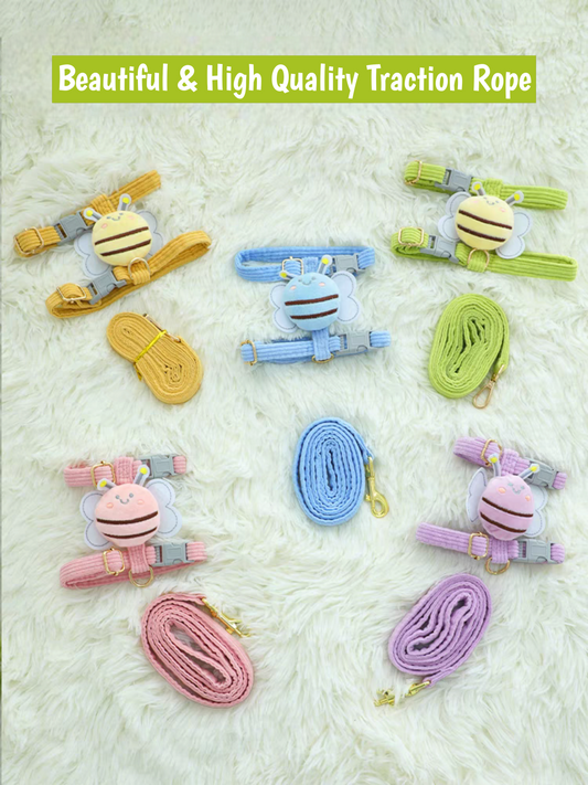 Cat Harness Rope - Bee Shape Adjustable Soft Padded Harness for Cats