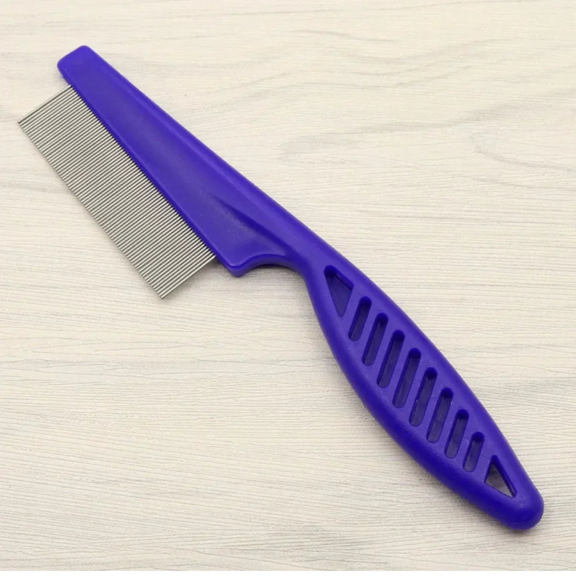 Pet Flea Comb – Stainless Steel Dematting Pet Tool With Ergonomic Rubber Handle