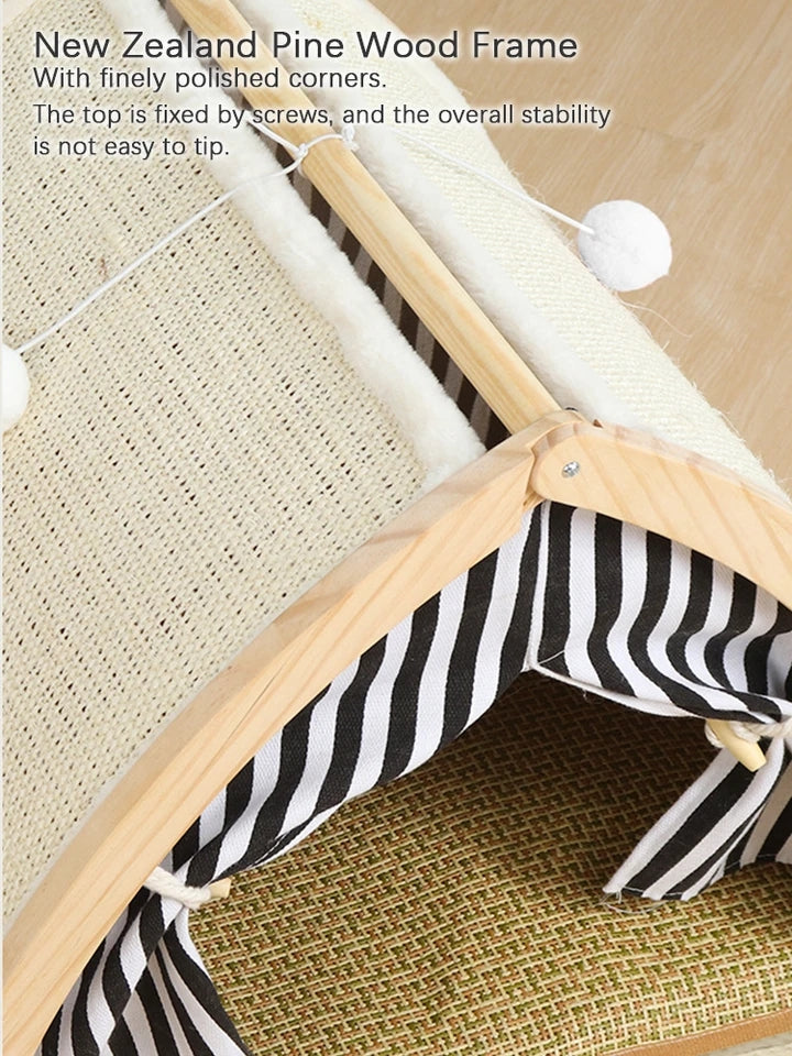 Cat House Tent with Sisal Scratcher - Durable Indoor Cat Shelter & Cozy Hideaway