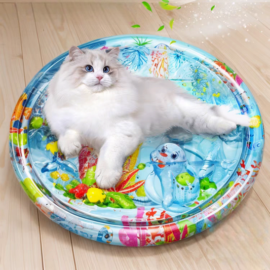 Pet Inflatable Water Mat | Scratch Resistant Cooling Pad & Interactive Toy