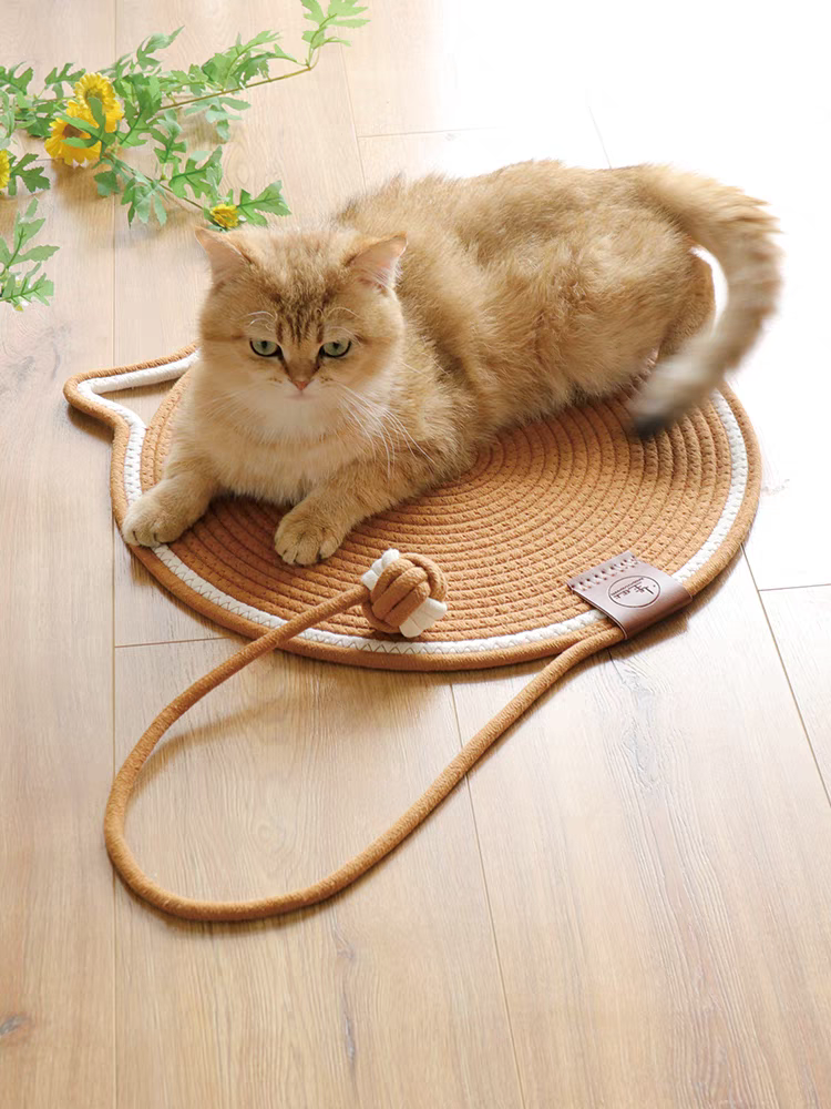 Cat Scratching Mat With Ball Toy – Durable Natural Sisal Pet Scratcher Pad