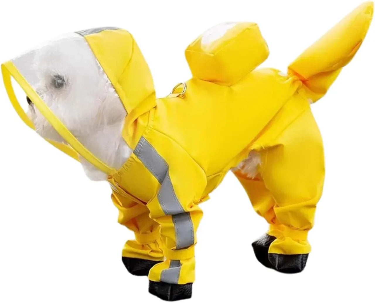 Small Dog Raincoat - Waterproof Full Coverage Rain Gear with Rain Shoes