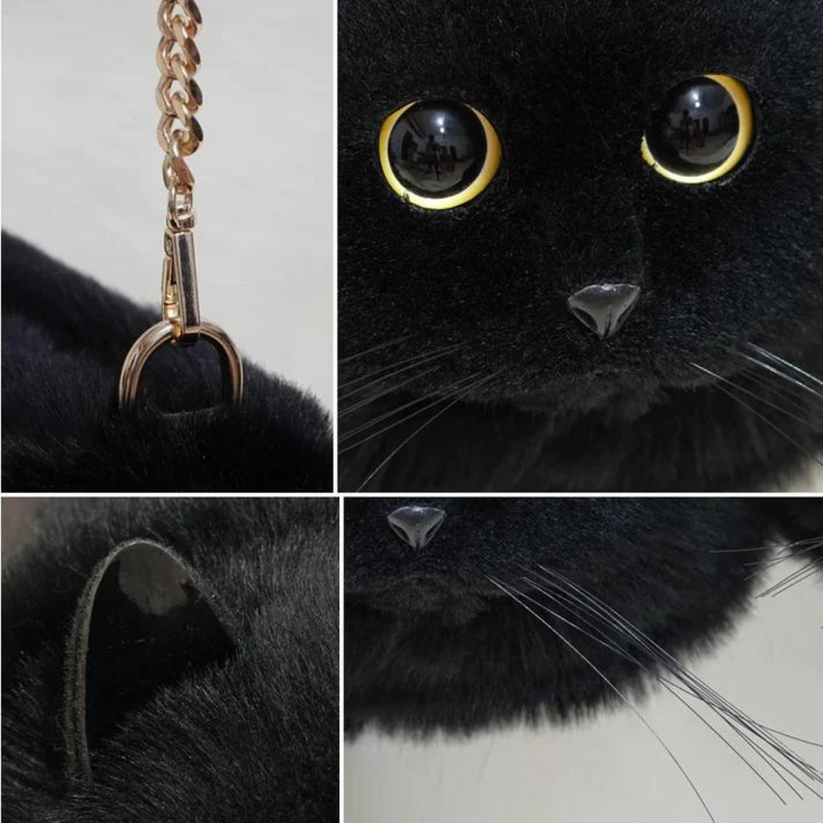 Kitten Handbag – Convertible Crossbody Cat Lover Accessory With Soft Faux Fur